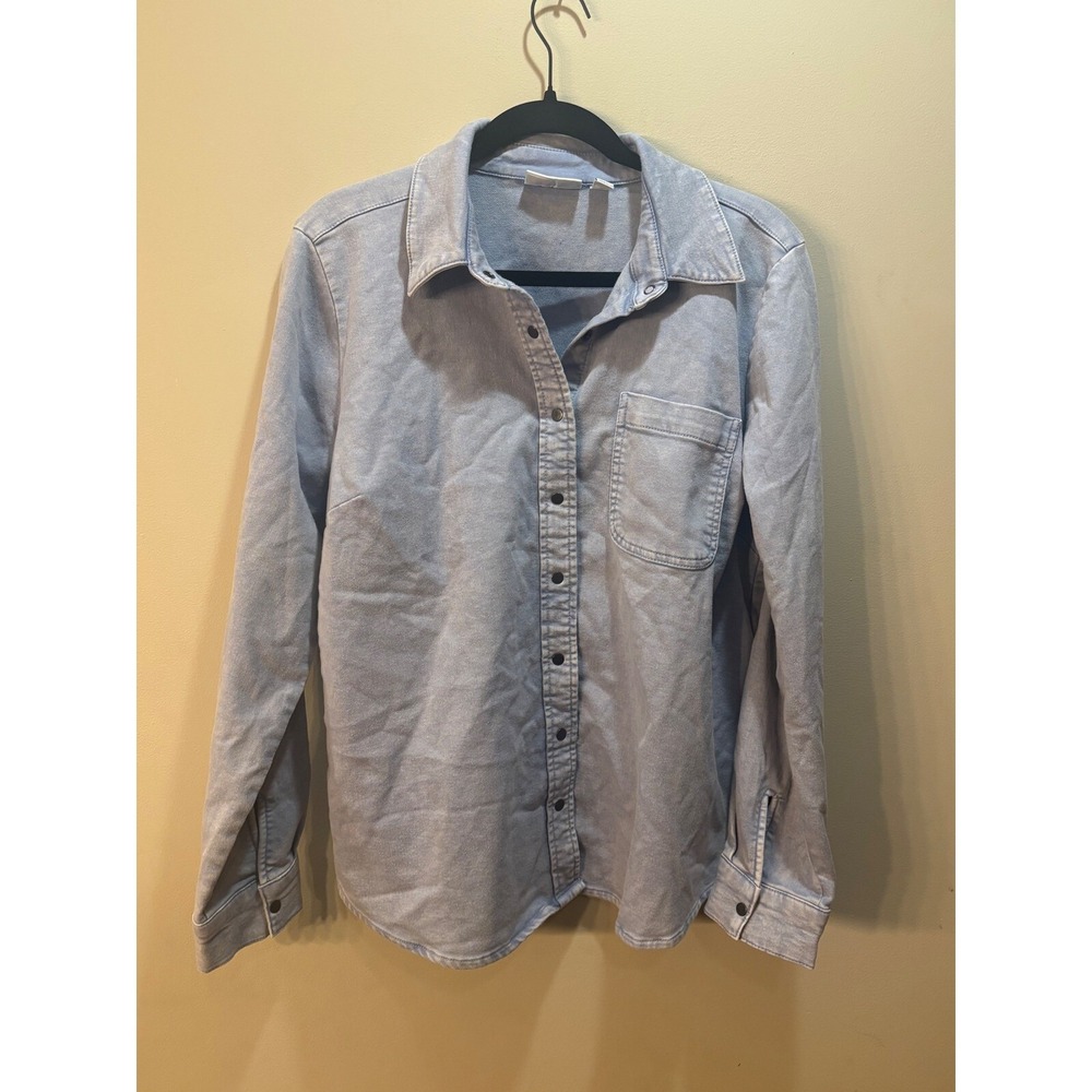 Denim & Co. Button Down Shirt Jacket Long Sleeve Casual Top Medium